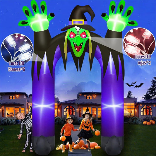 Danxilu Inflables de Halloween de 10 pies de alto, arco de bruja pa...
