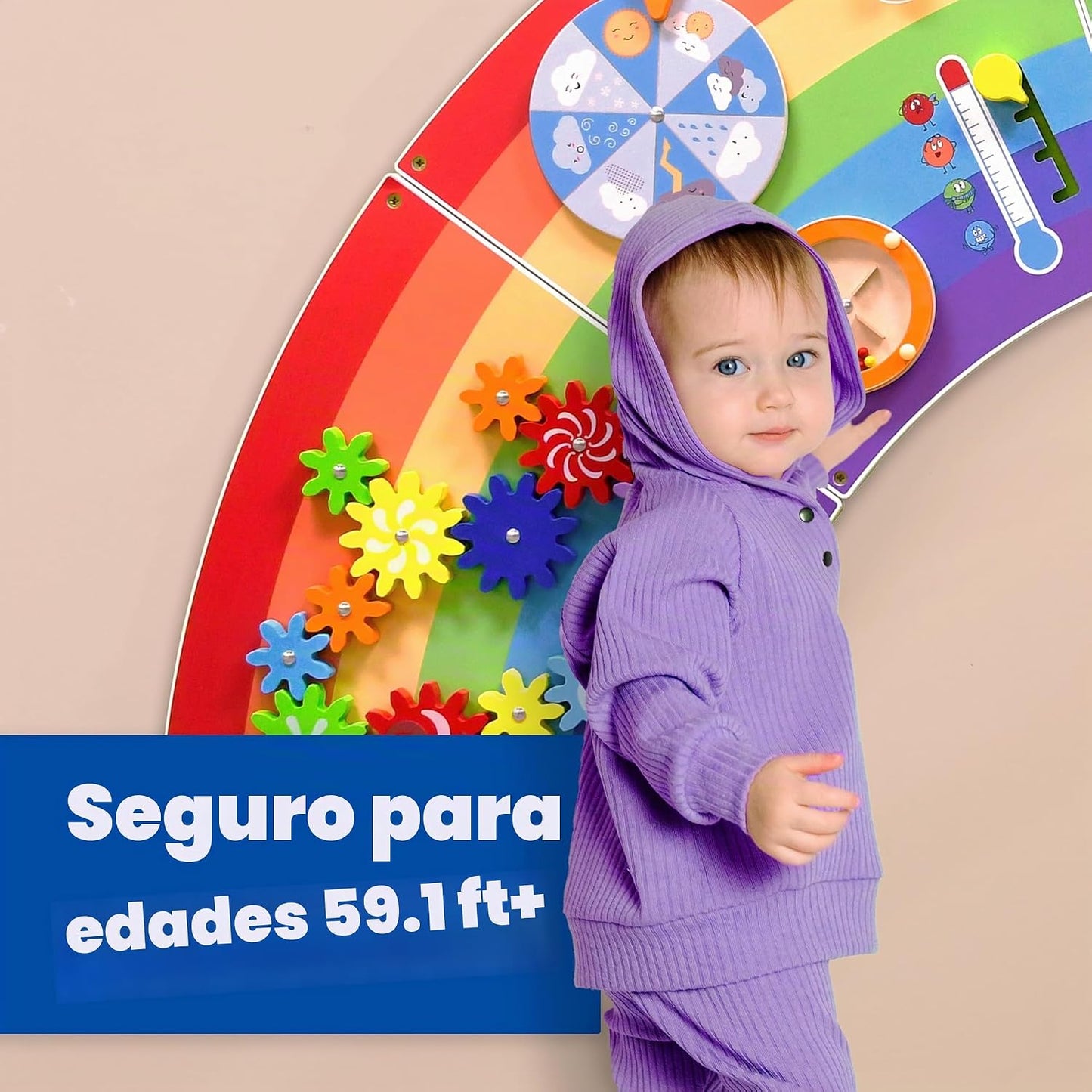 SPARK &amp; WOW Paneles de pared de actividades arcoíris, 10 activi...