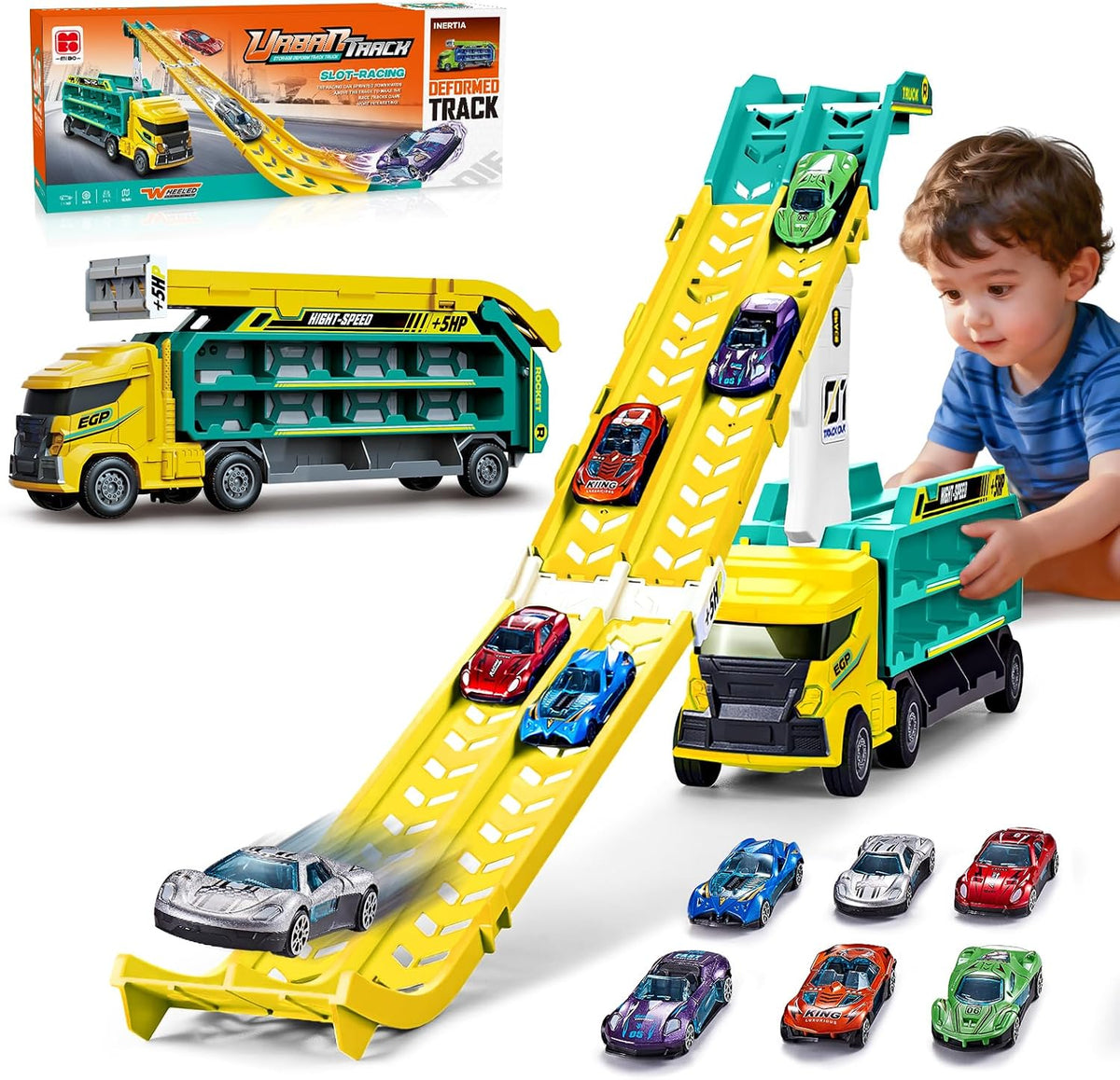 Juguetes de Camión con Pista de Carreras para Niños de 3, 4, 5, 6 A...