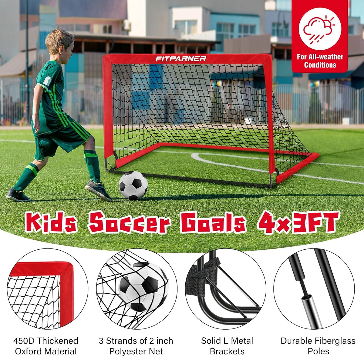 FITPARNER Portería de fútbol, portería de fútbol para niños en el p...