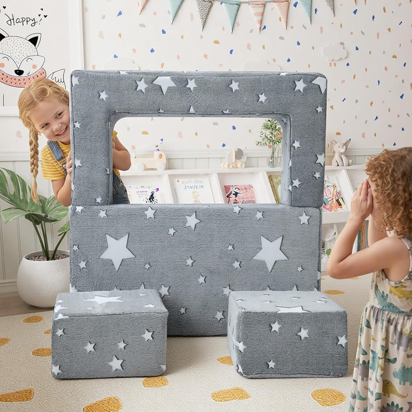 MeMoreCool Sofá infantil con estrellas que brillan en la oscuridad,...