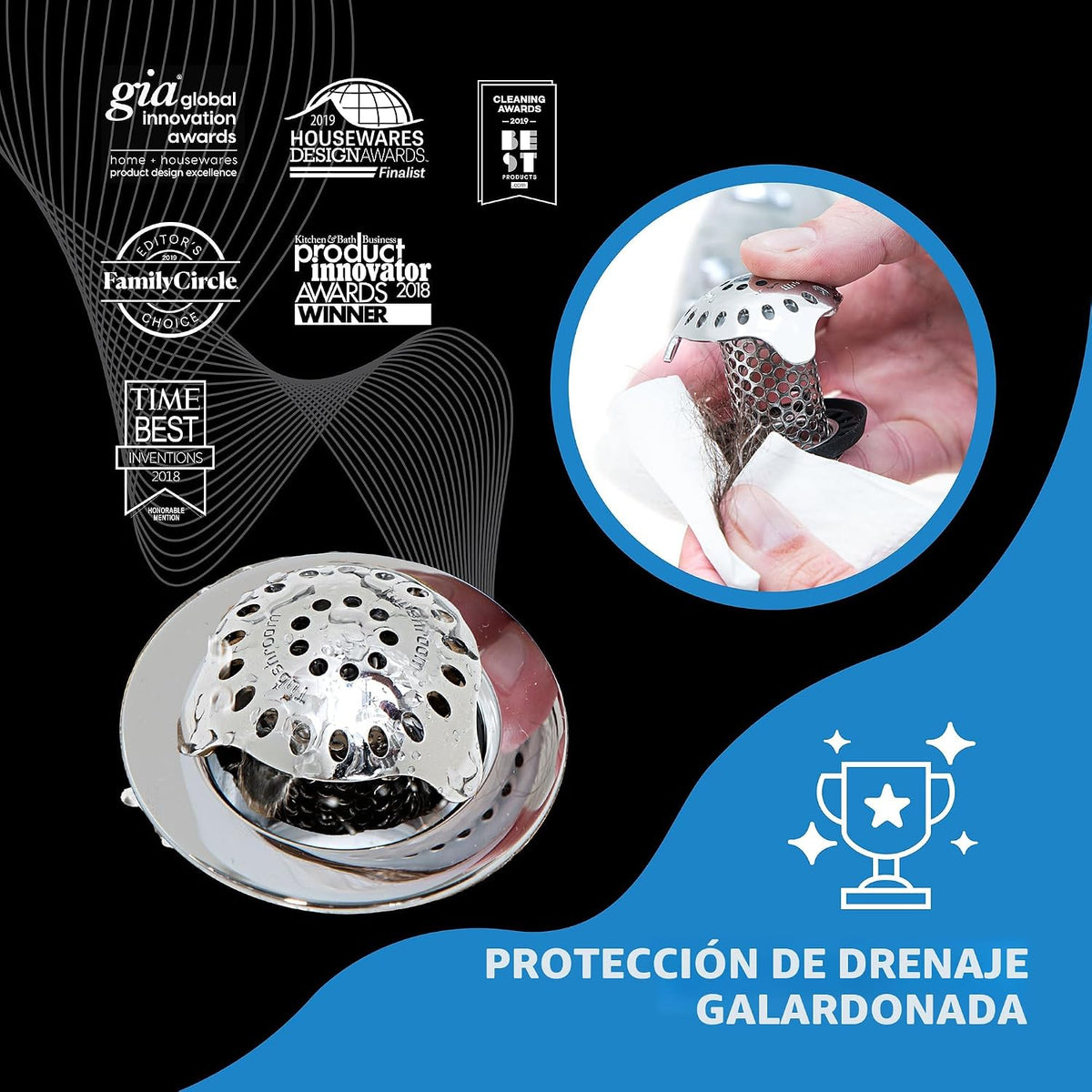 TubShroom Protector de drenaje de bañera ultra revolucionario, cola...