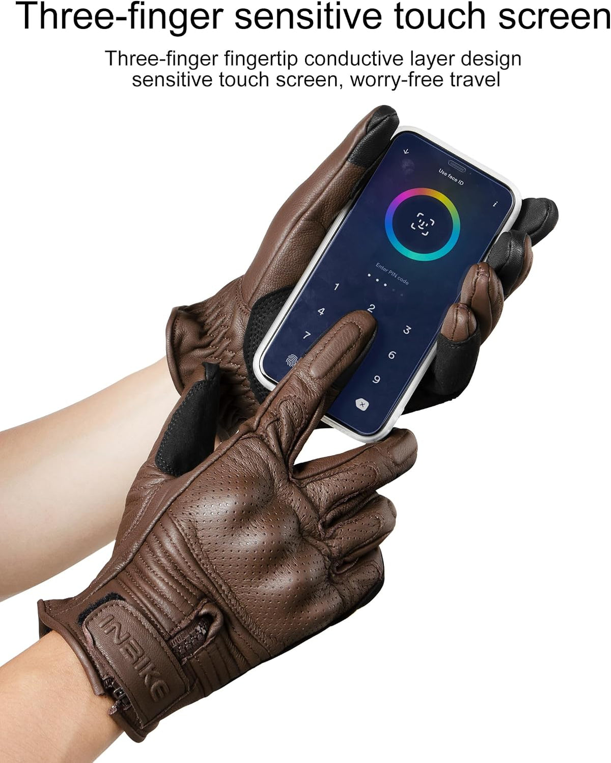 INBIKE - Guantes de motocicleta para hombres de cuero genuino perfo...