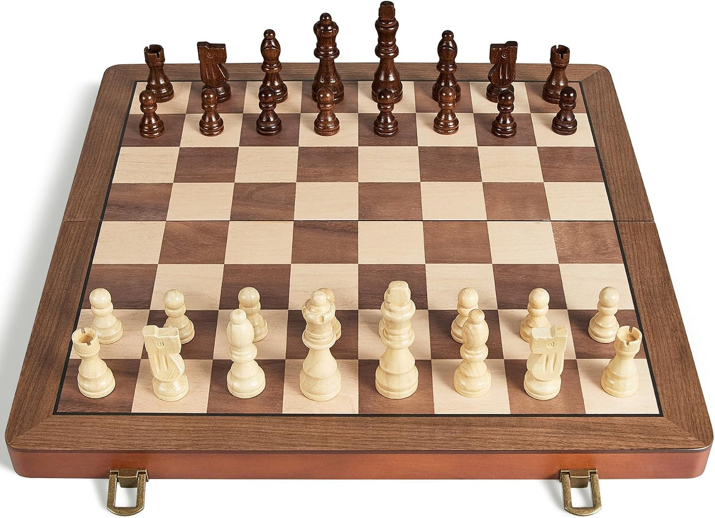 ELONGDI Juego de ajedrez de madera de 15" con piezas magnéticas...