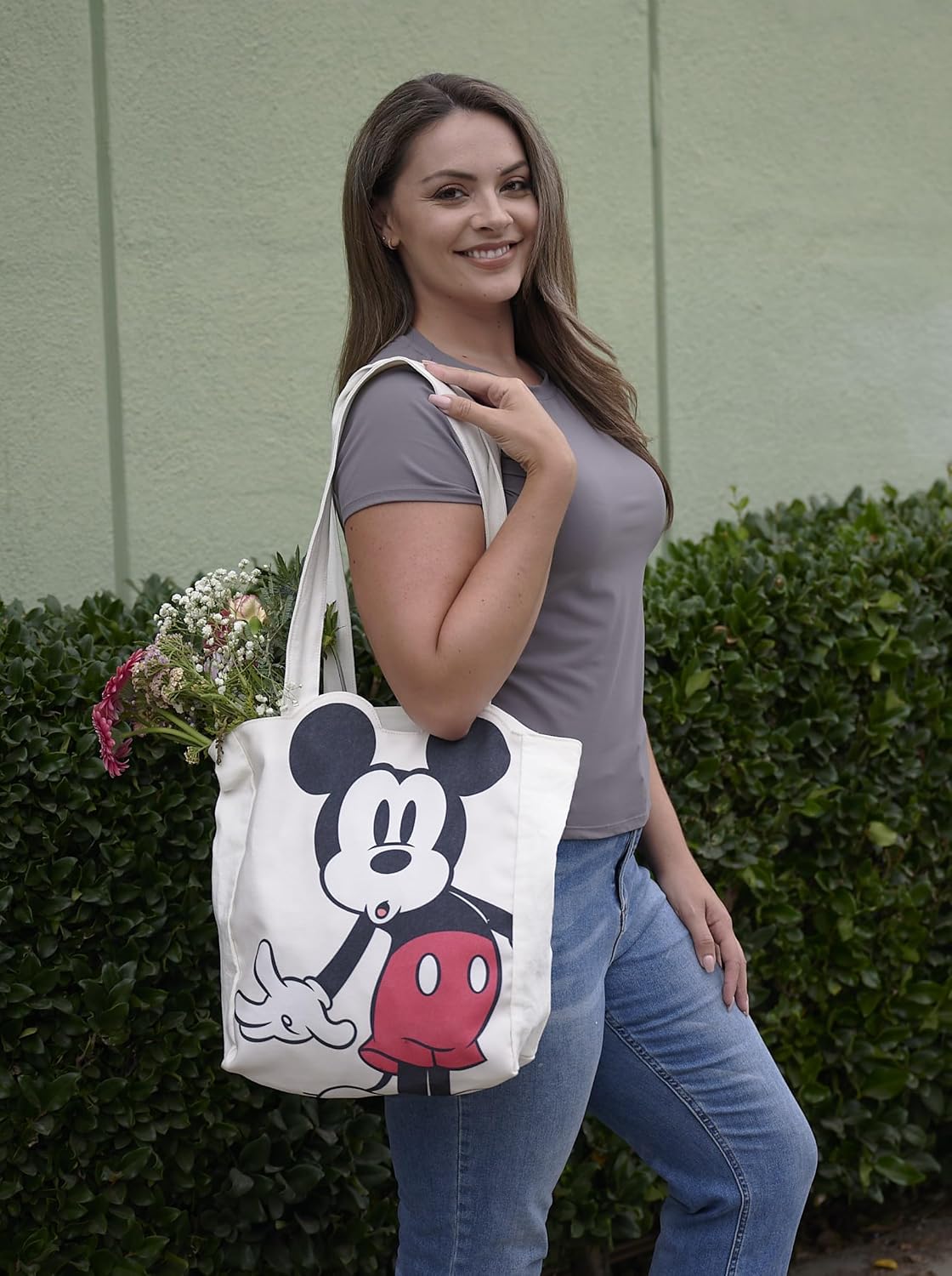Disney Tote Pooh Eeyore Mickey Minnie Stitch Bolsa de lona