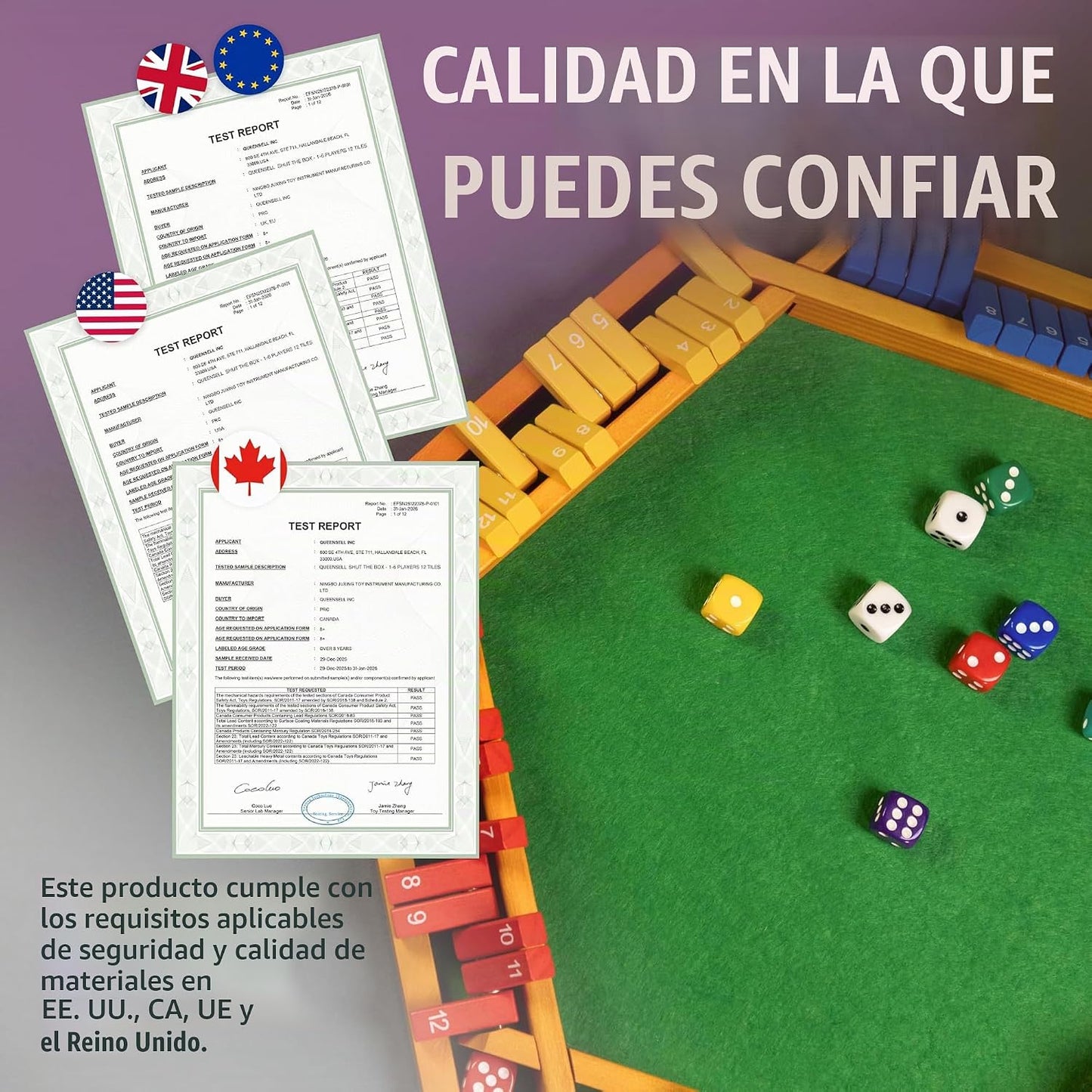 Color Shut The Box - Juego de mesa de madera para 1 a 6 jugadores,...