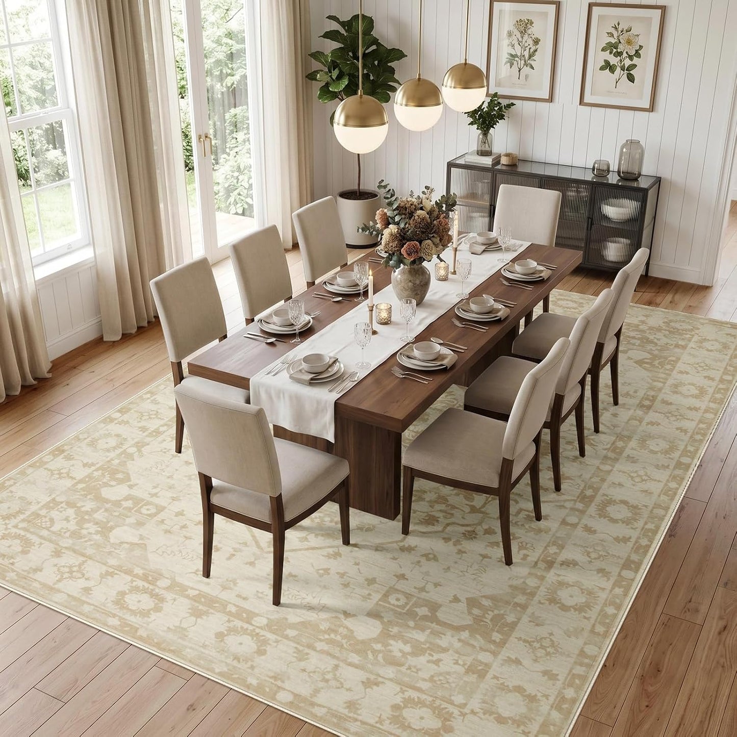 Joydeco Alfombra persa de 8 x 10 pulgadas, color beige, lavable y n...