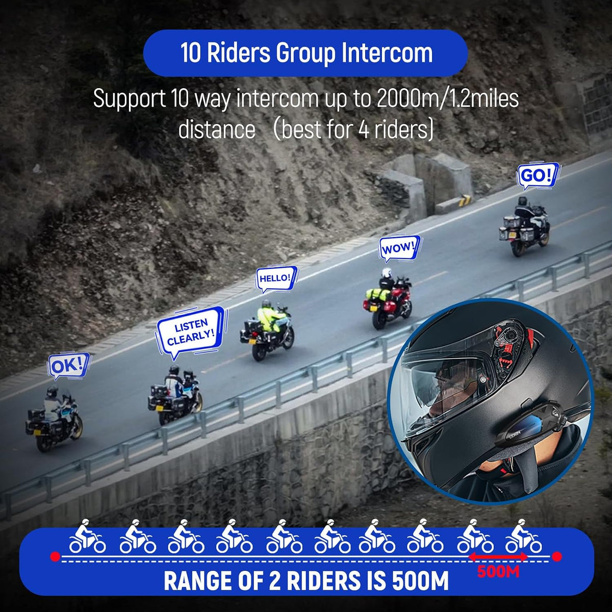 LEXIN GTX - Auriculares Bluetooth para motocicleta, sistemas de com...