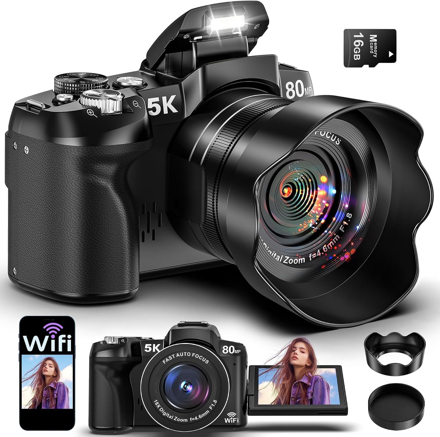 Cámaras digitales 5K para fotografía \u2013 Cámara de vlogging WiFi...