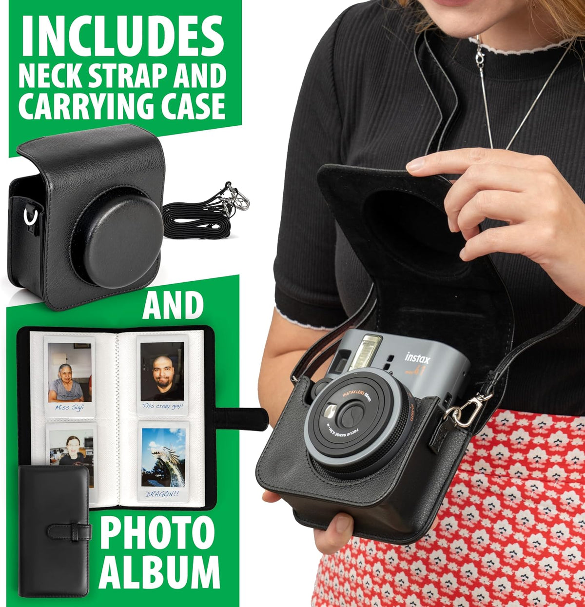 Fujifilm Cámara Instax Mini 41 de película instantánea negra + paqu...