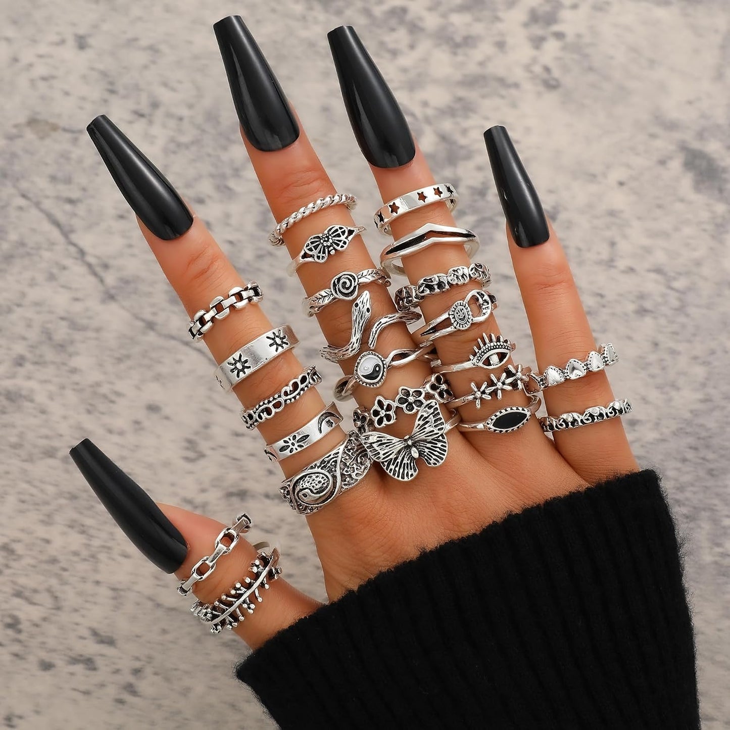 YEEZII Juego de 68 anillos para nudillos, dorados, para mujeres, ap...