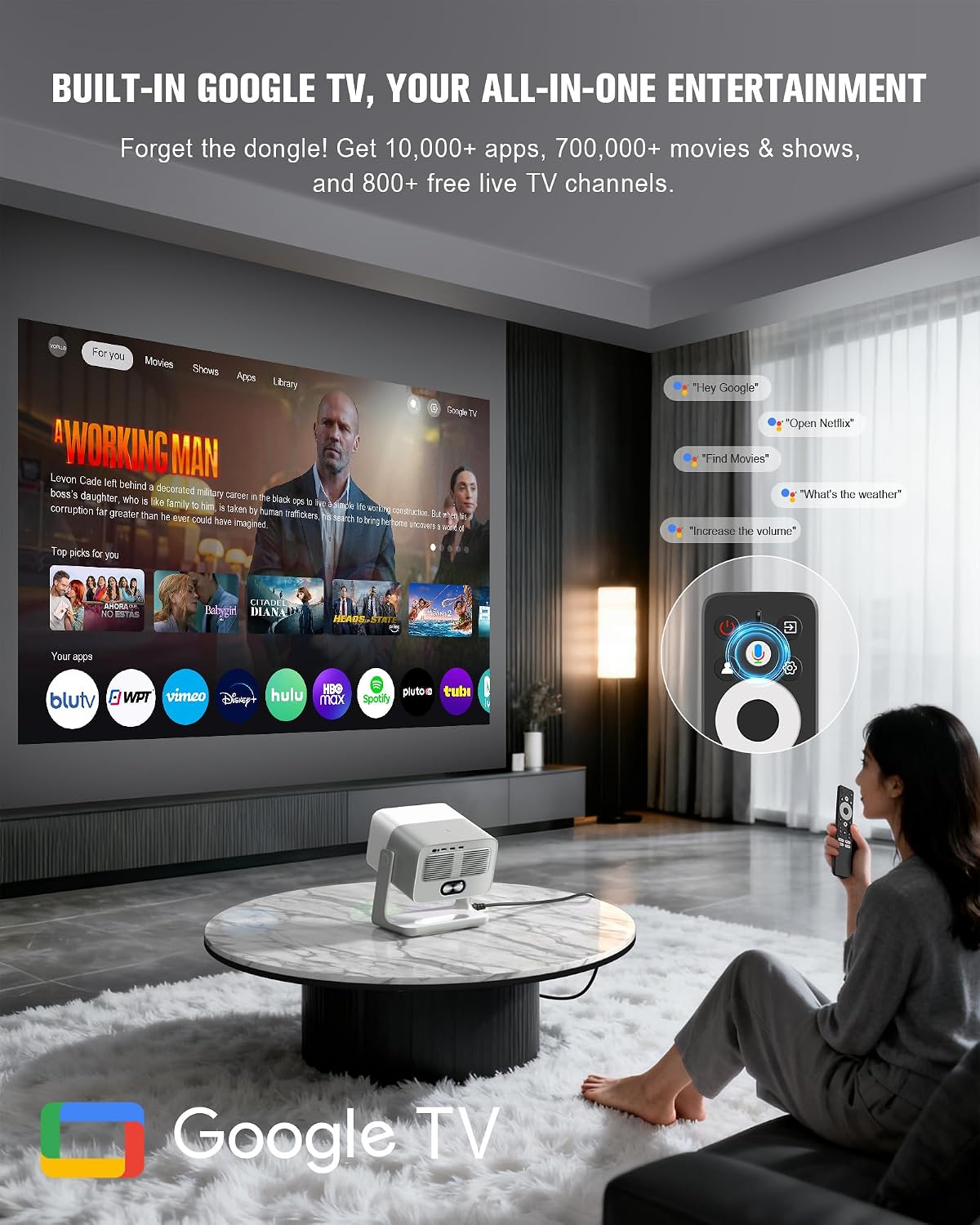 Google TV con licencia oficial: proyector inteligente 4K para exter...
