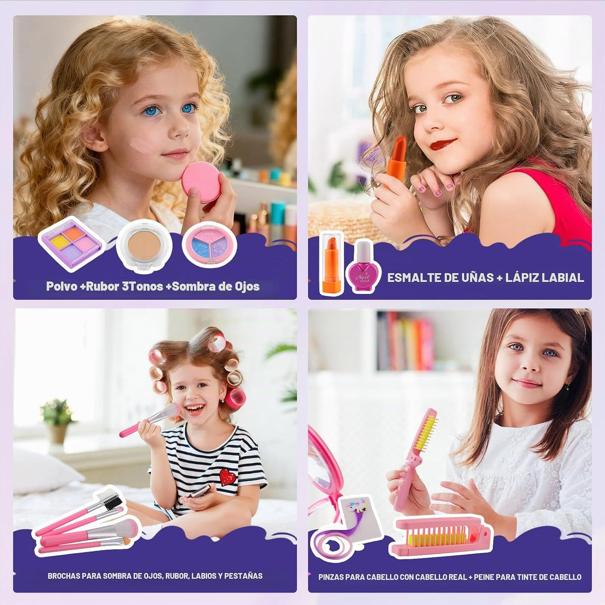 20 piezas de maquillaje real para niñas de 3 a 11 años, bolsa de un...