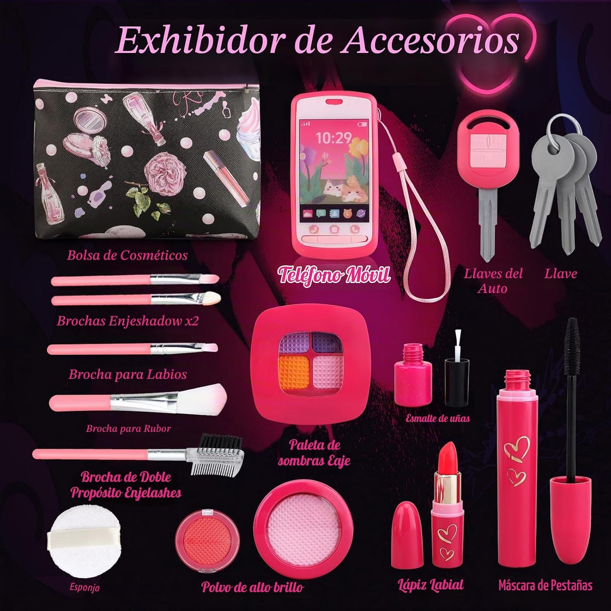 Woumserta Regalos para niñas, maquillaje básico de simulación para...
