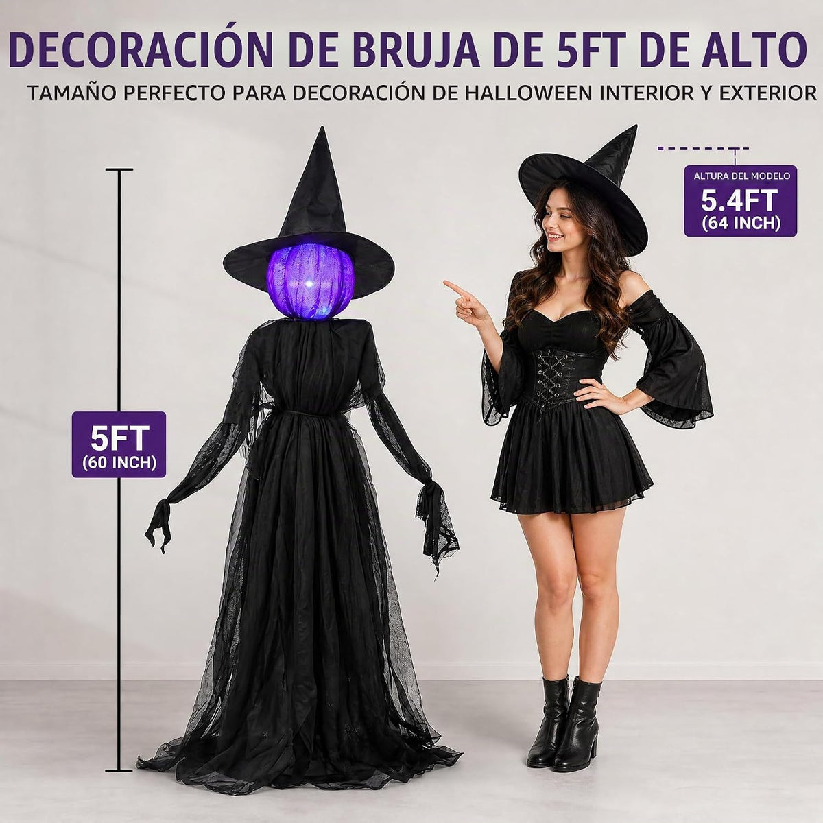 Dazzle Bright Decoración de bruja de Halloween para exteriores, jue...