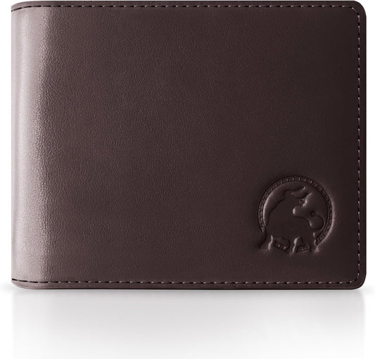 BULLTAILOR Billetera de cuero de grano completo para hombre, minima...