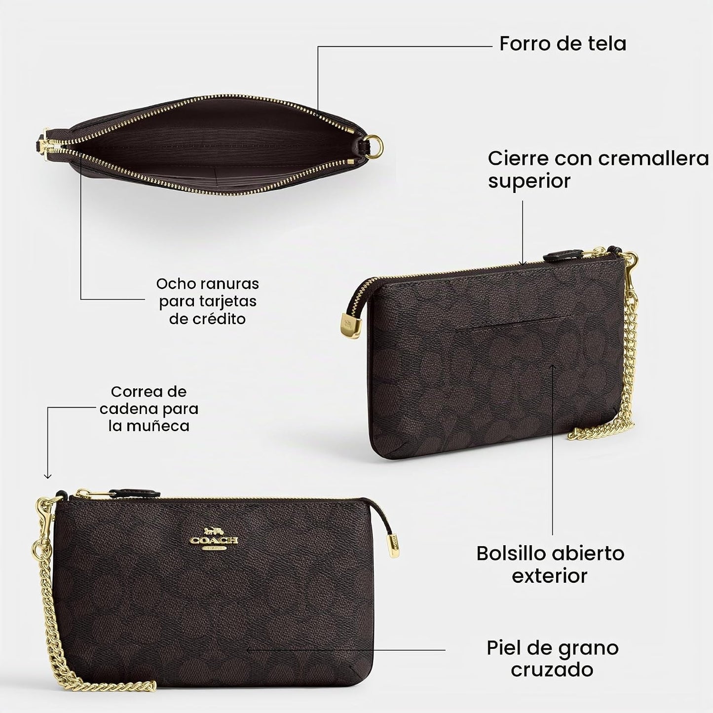 Coach Cartera Grande para Mujer con Cadena W