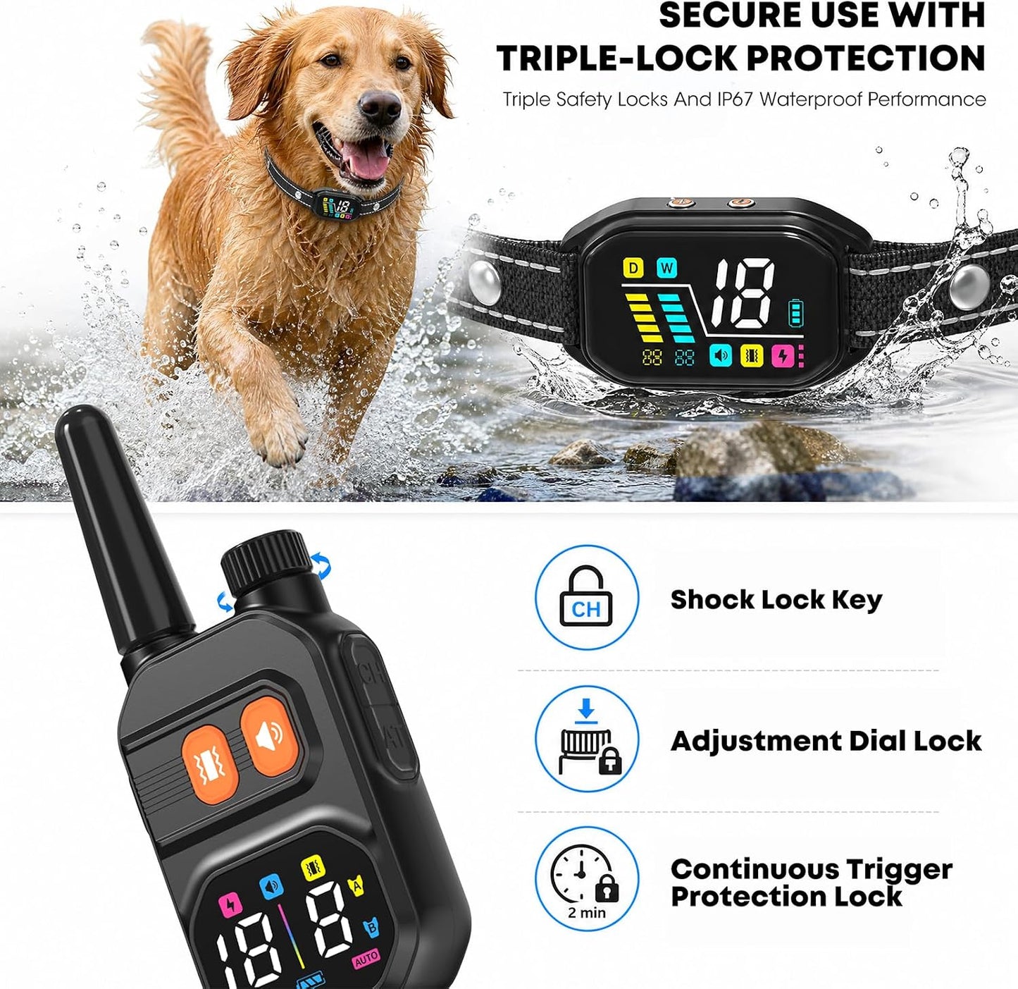 SQBEBS Collar de entrenamiento para perros con control remoto: 2 en...
