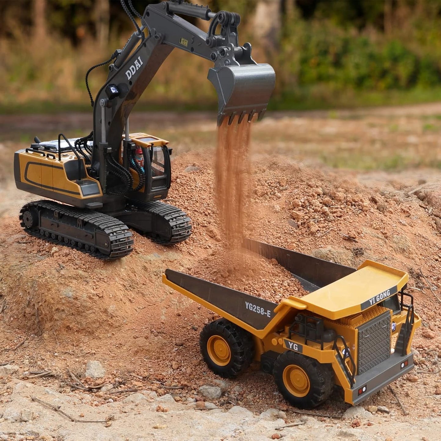 DDAI Camión volquete de construcción a control remoto - Juguetes de...