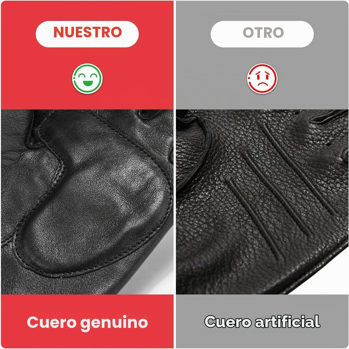 KEMIMOTO Guantes de motocicleta de piel de oveja sin dedos, guantes...