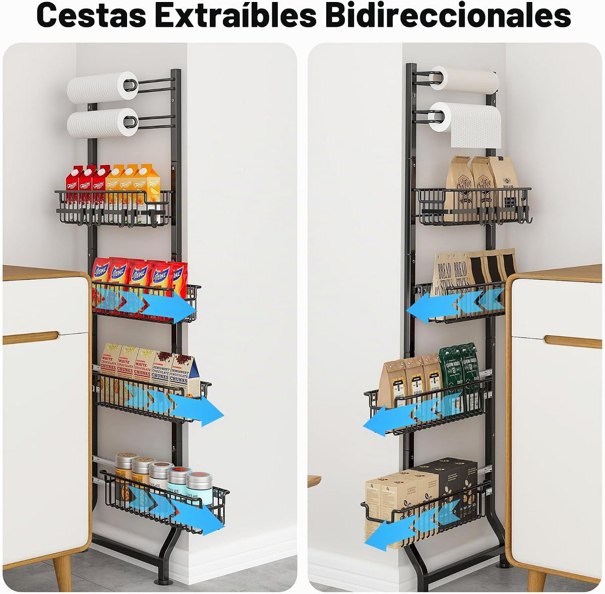 BUKFEN Estante de esquina delgado de 6 niveles, estante de especias...
