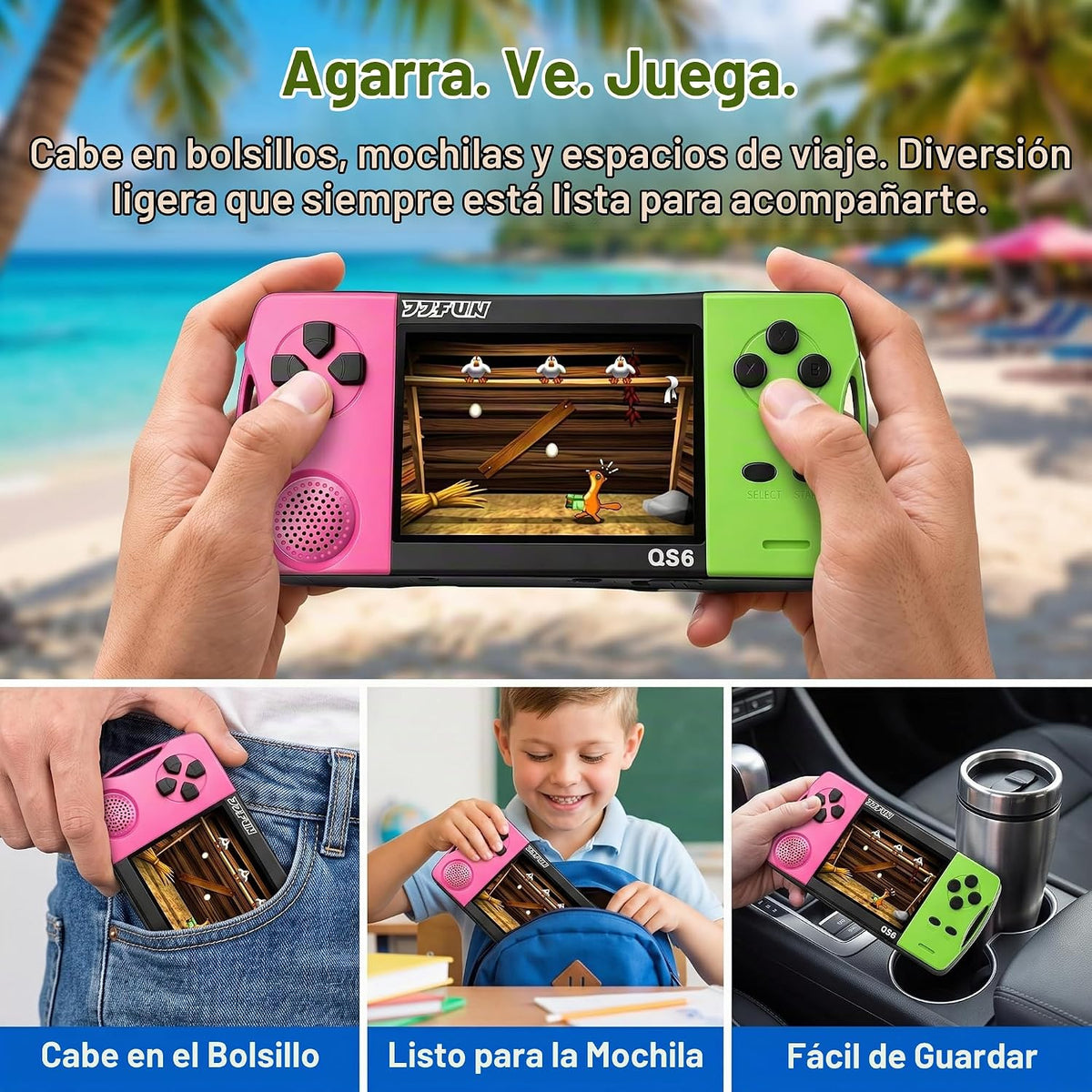 Juegos de mano para niños con pantalla grande IPS de 3.5 pulgadas i...