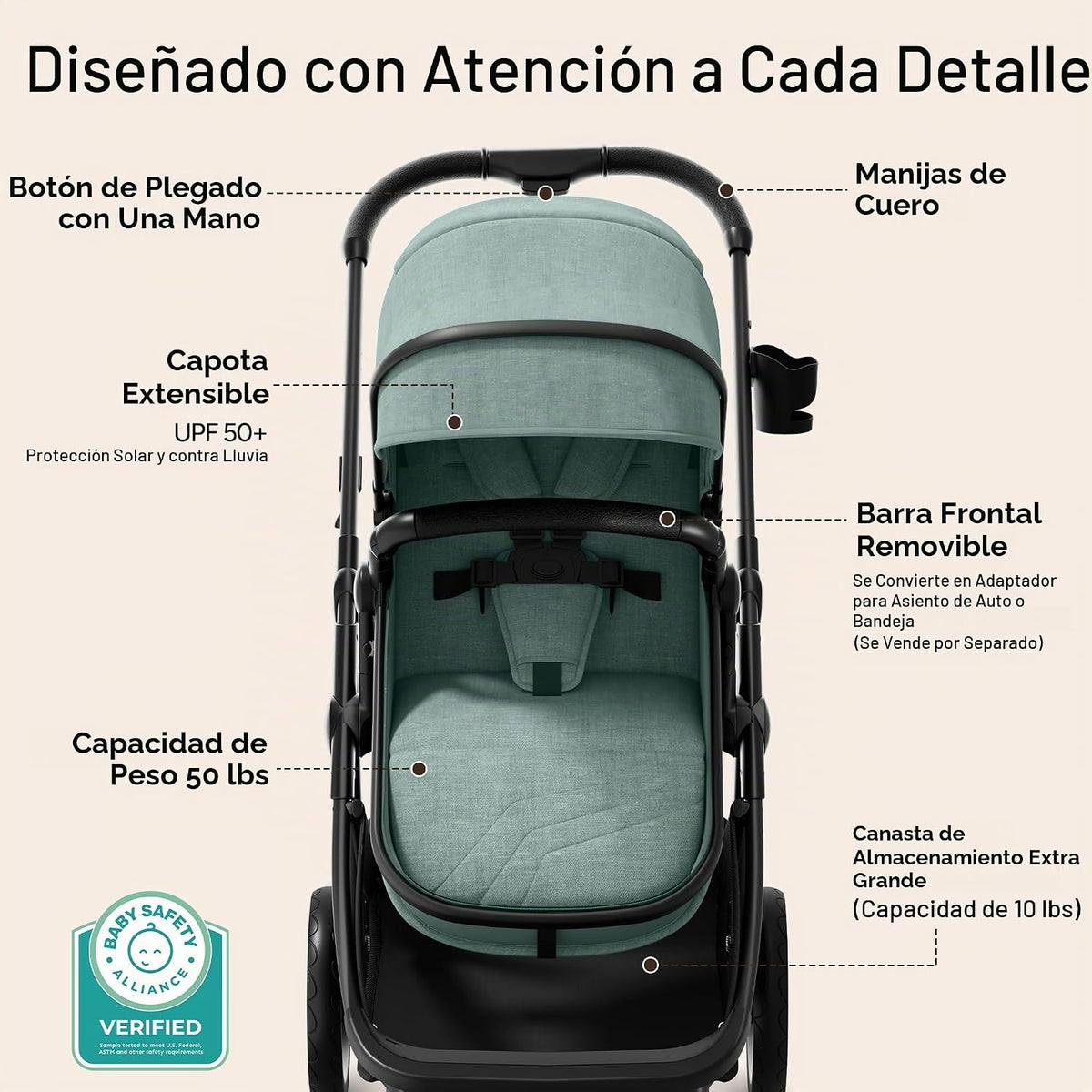Mompush Wiz - Cochecito de bebé 2 en 1 con modo moisés, cochecito c...