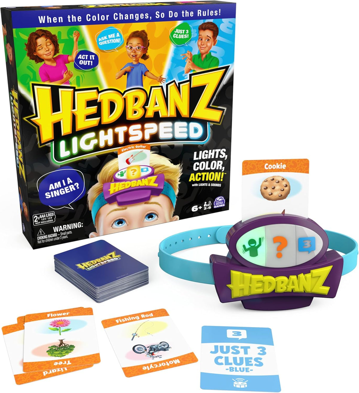 Spin Master Games, Hedbanz Lightspeed con luces y sonidos, Hedbanz...