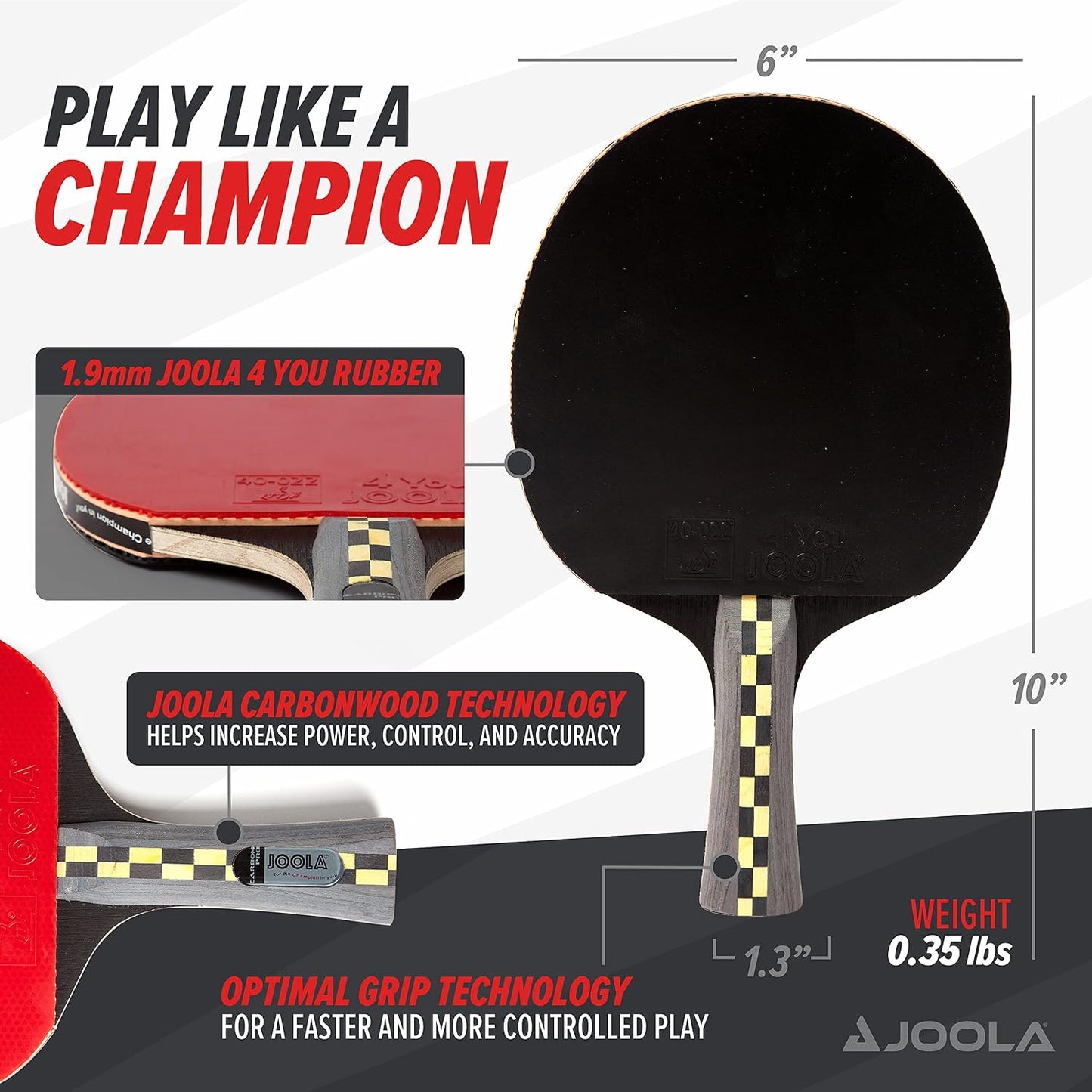 Pala de Ping Pong Profesional JOOLA Carbon Pro - Raqueta con Tecnol...