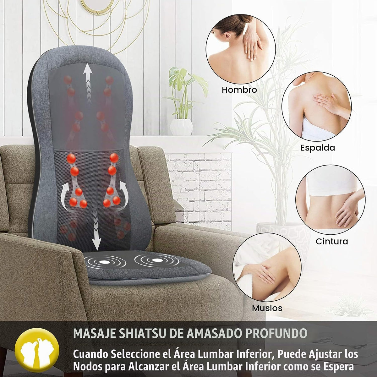 COMFIER Shiatsu - Masajeador de espalda con calor, almohadilla de s...