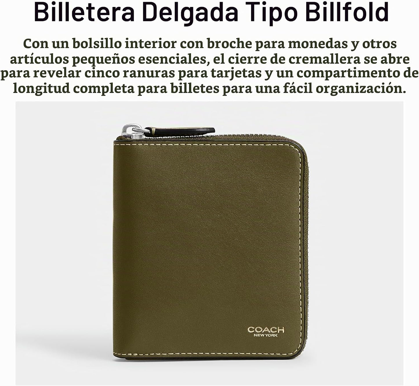 Coach Monedero con cremallera alrededor para hombre