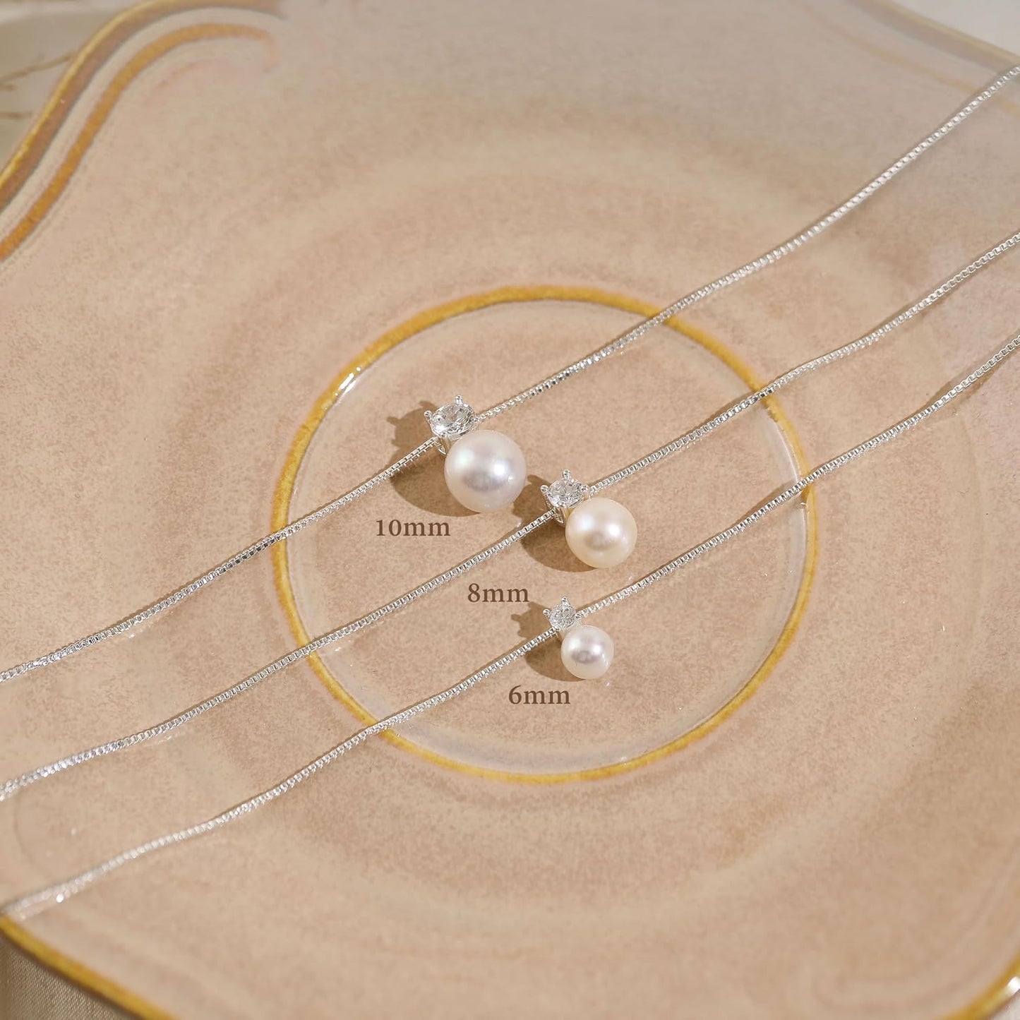 WFYOU Collares de perlas para mujer, collar de perlas redondas de a...