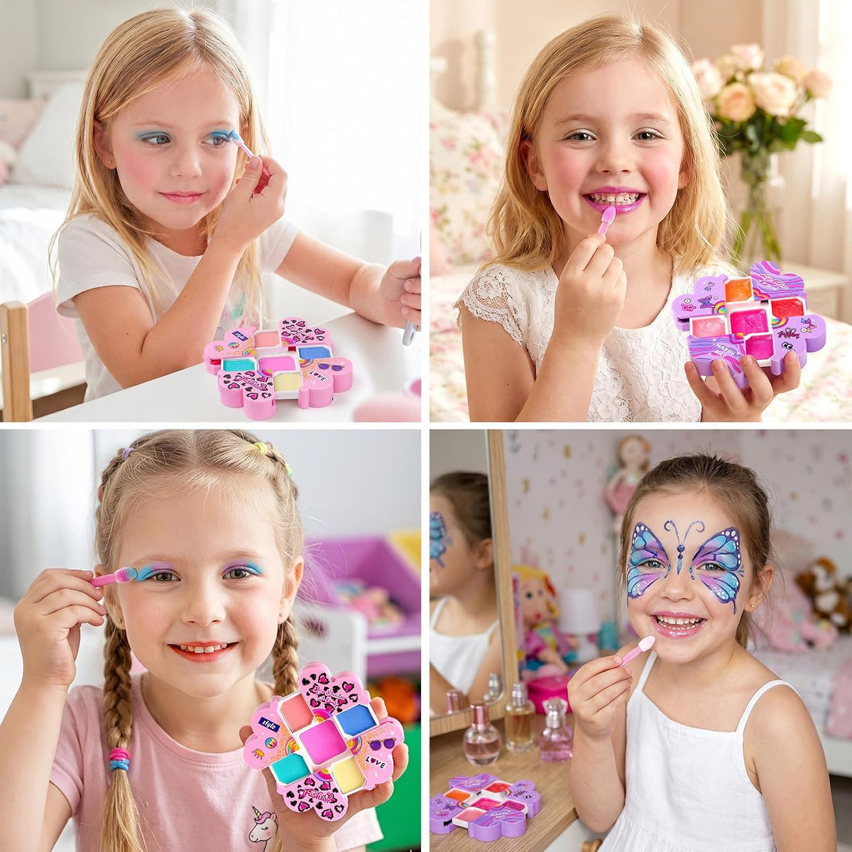 Cleboen Kit de maquillaje para niños para niñas, 12 piezas, juego d...