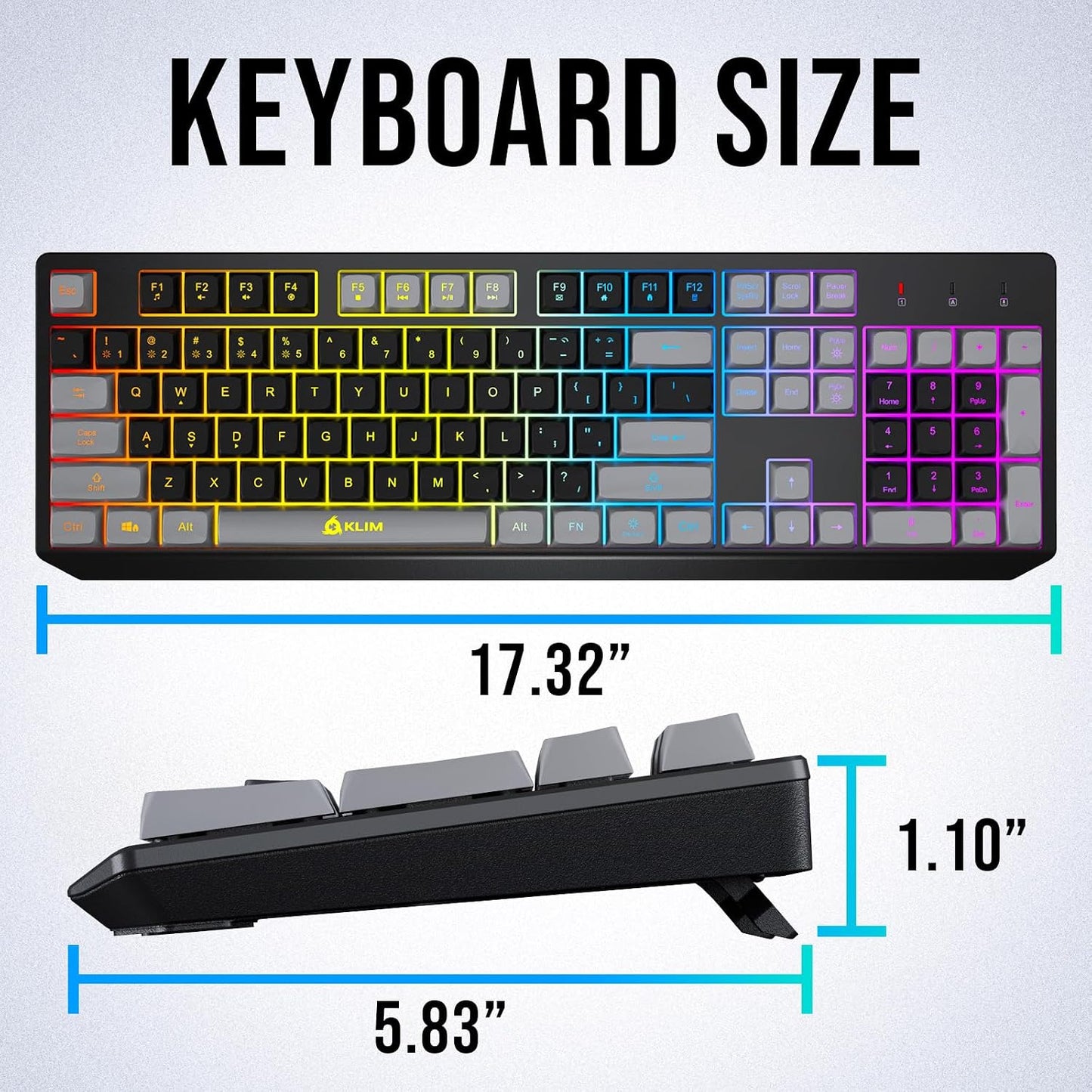 Teclado inalámbrico KLIM Chroma \u2013 RGB retroiluminado para jueg...