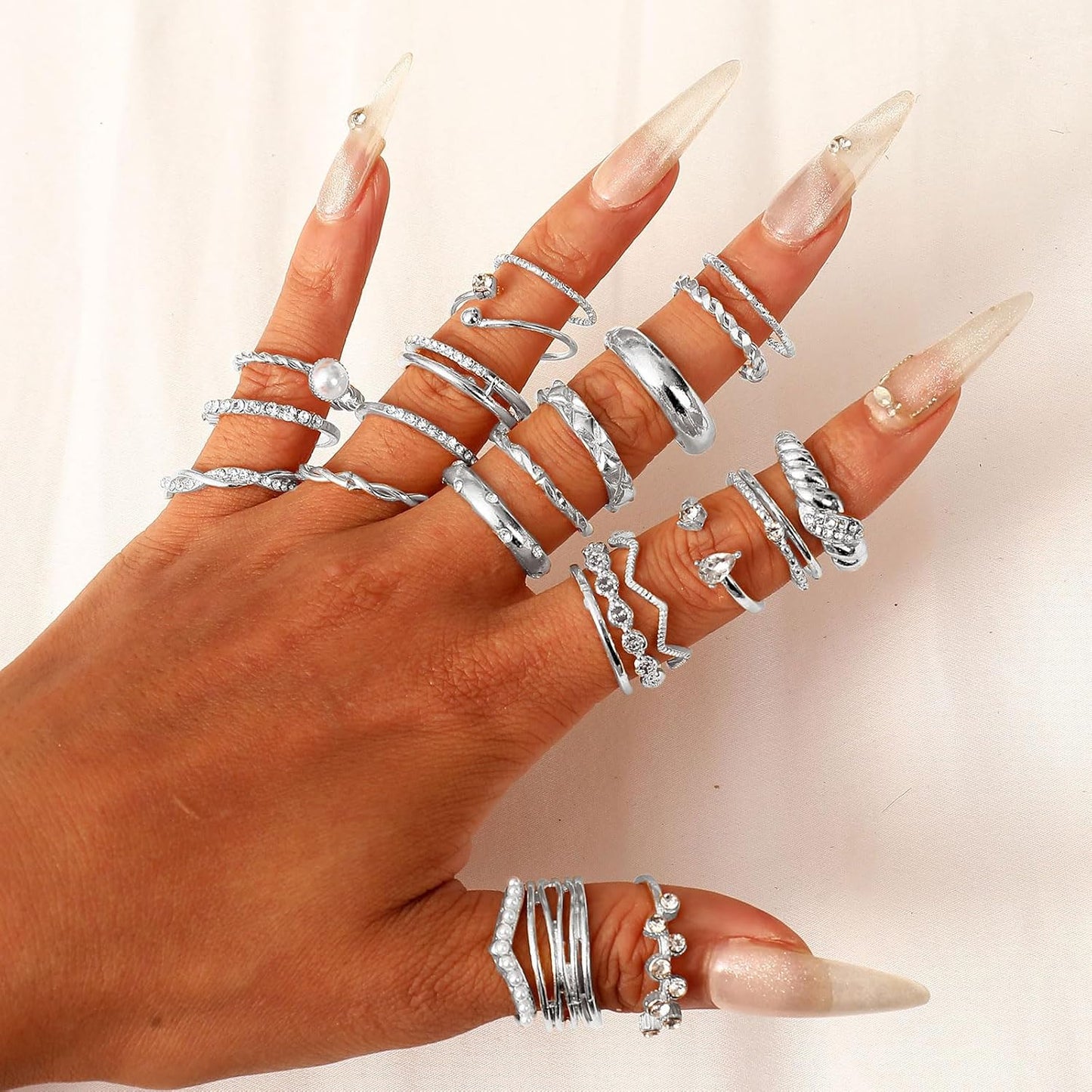 CHICUTIE Juego de anillos dorados para nudillos para mujeres, apila...