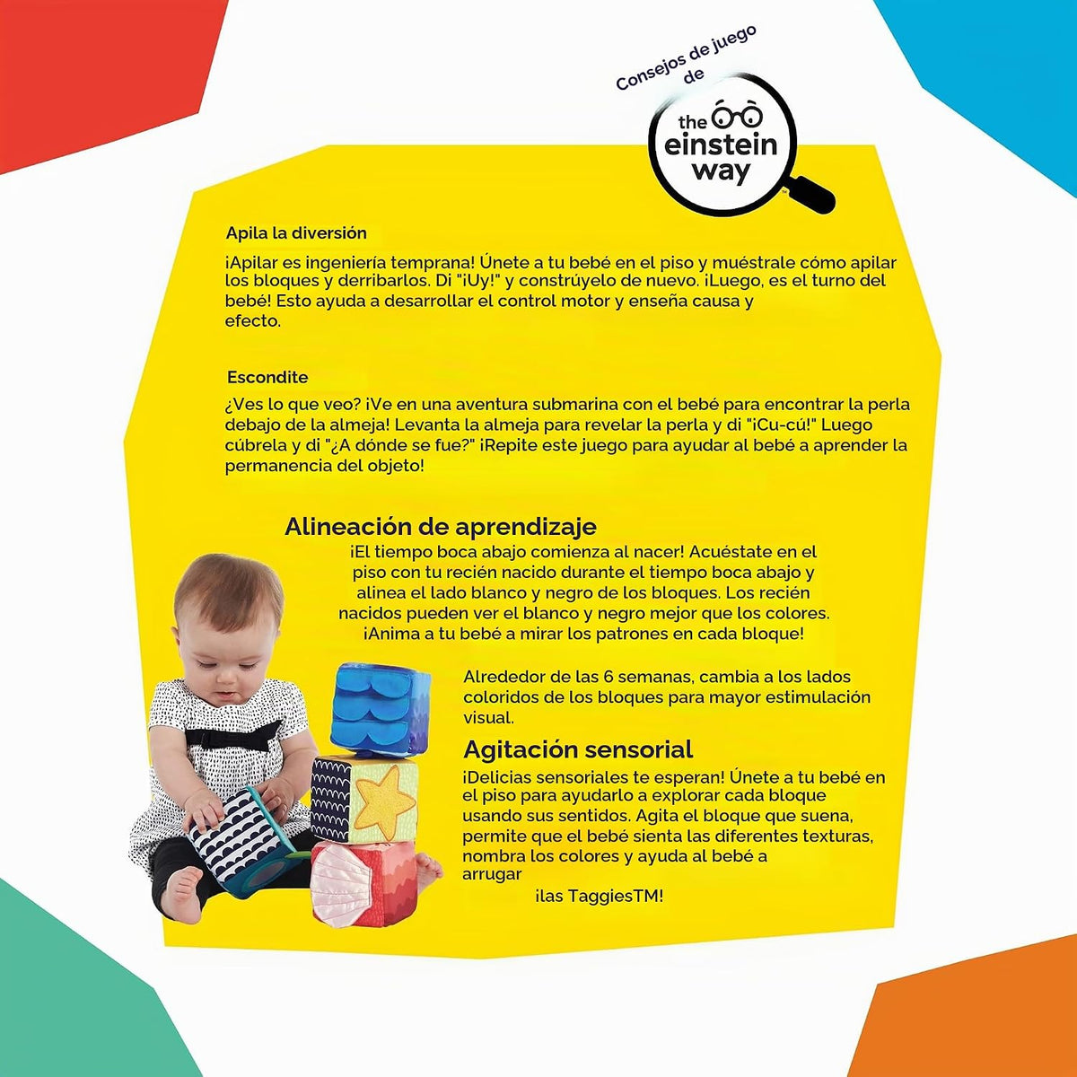 Baby Einstein Explora y descubre juguetes de bloques blandos, a par...