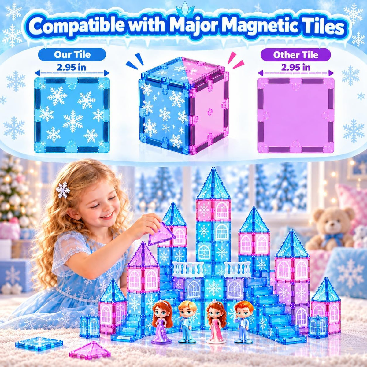GobiDex Juego de castillo de princesa de azulejos magnéticos de 100...