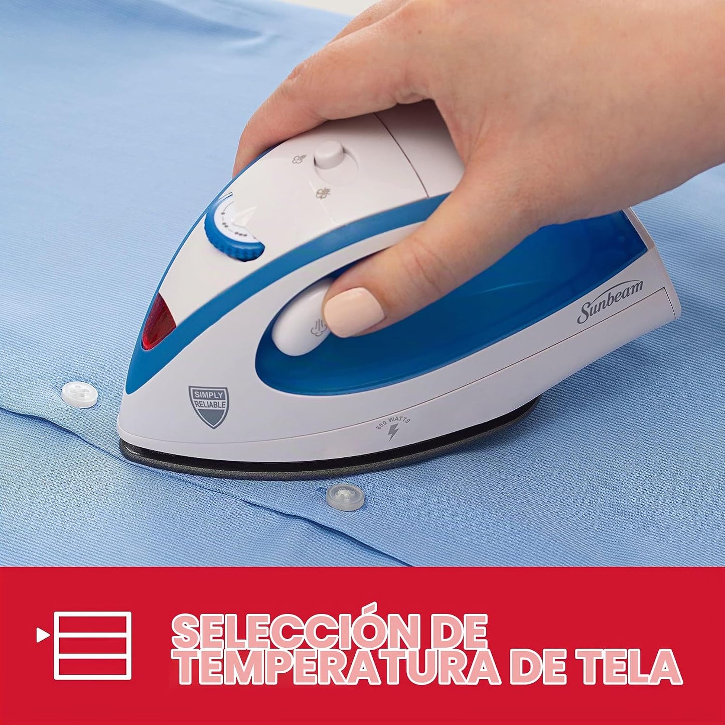 Sunbeam Hot-2-Trot Plancha de vapor de viaje, 800 vatios de doble v...