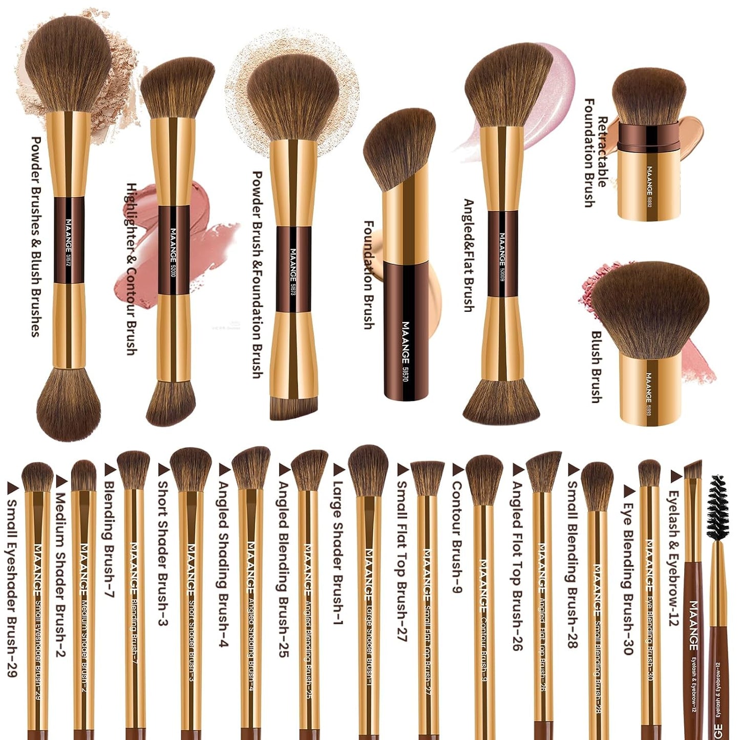 MAANGE - Juego de 20 brochas de maquillaje con caja de regalo, broc...