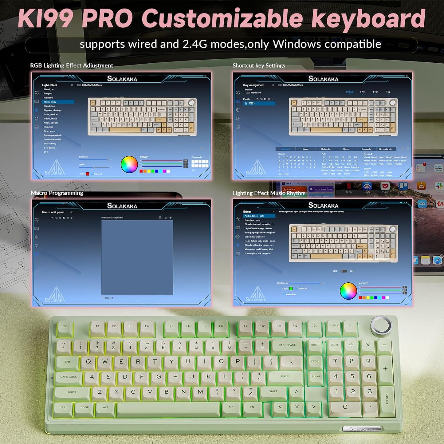 SOLAKAKA KI99 Pro - Teclado mecánico inalámbrico con interruptor si...