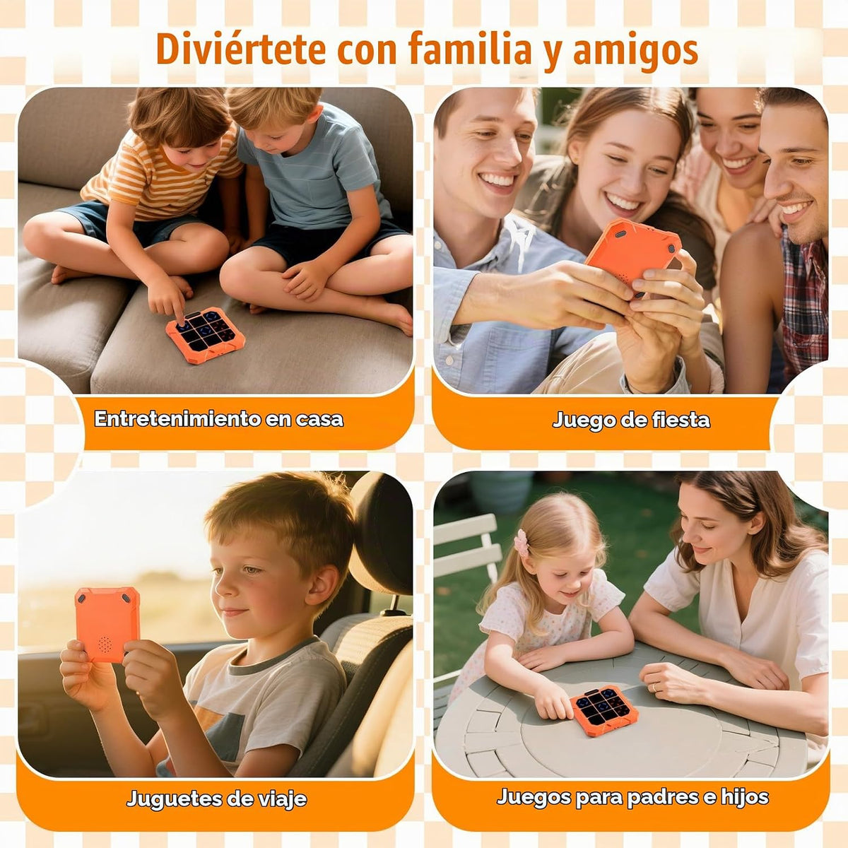 6 en 1 Tic-Tac-Toe juego de mano para niños, tablero electrónico de...