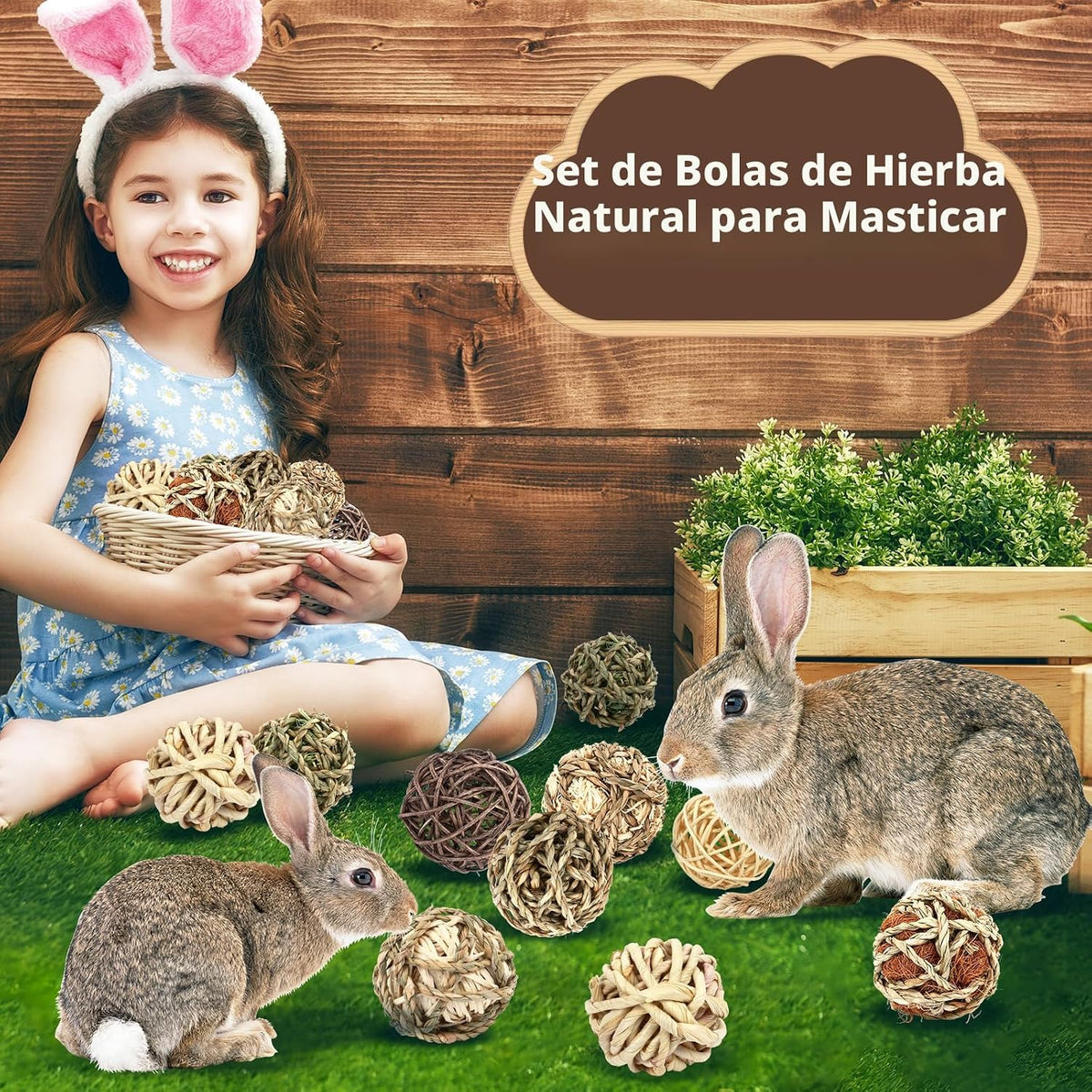 VESPRO Bolas de Hierba Masticable para Conejos, (8 Piezas) Juguetes...