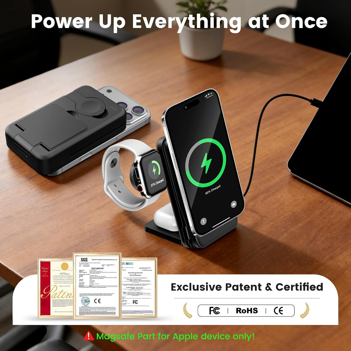 FELIZUPER Cargador portátil 5 en 1, banco de energía plegable de 10...