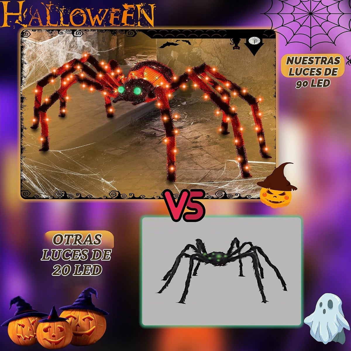 Araña gigante de 4.2 pies para decoración de Halloween al aire libr...