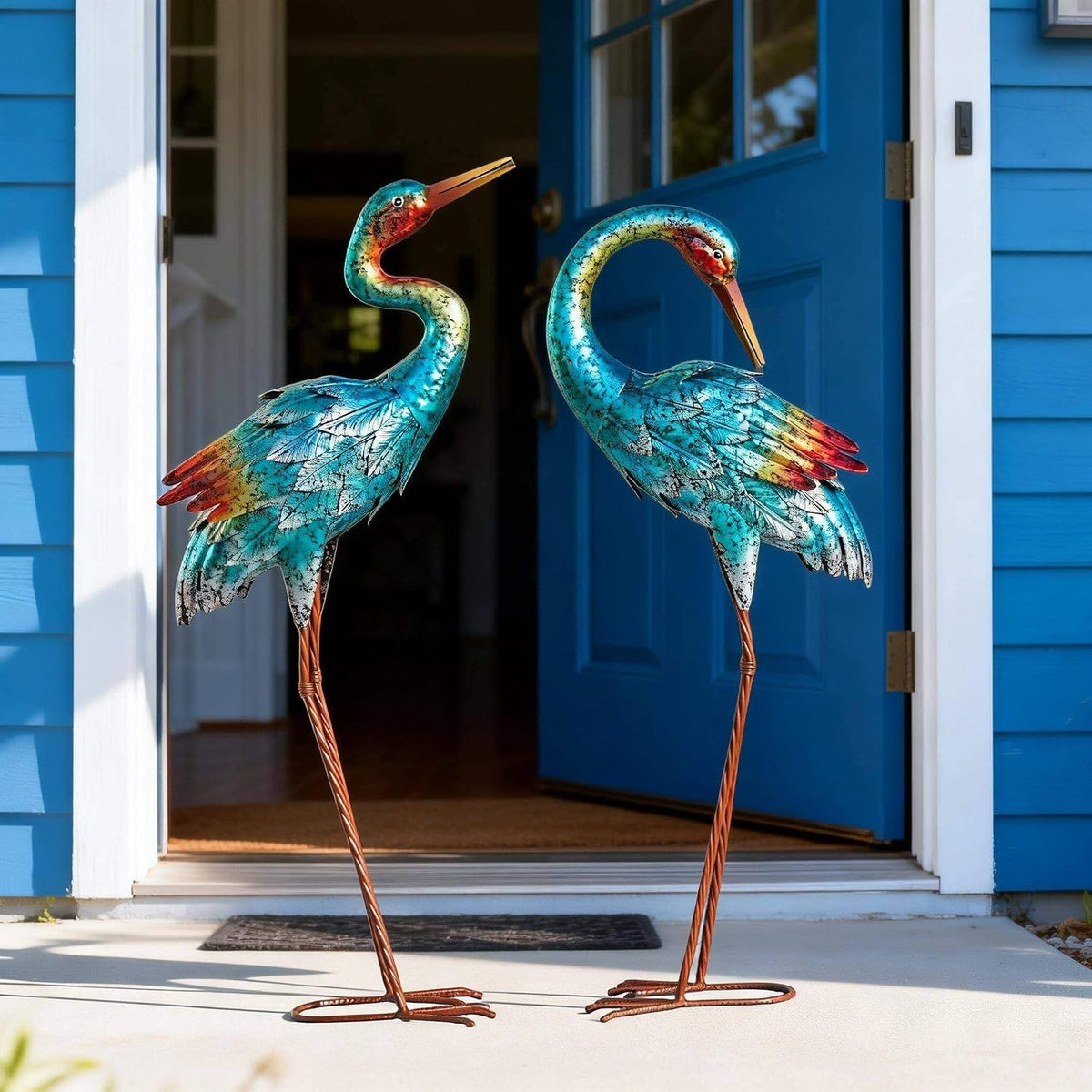 Natelf Estatuas de grúa para decoración de jardín, esculturas de ga...
