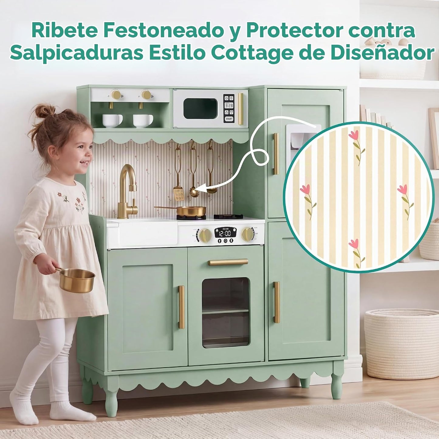 Best Choice Products Juego de cocina para niños, estilo cabaña, jue...