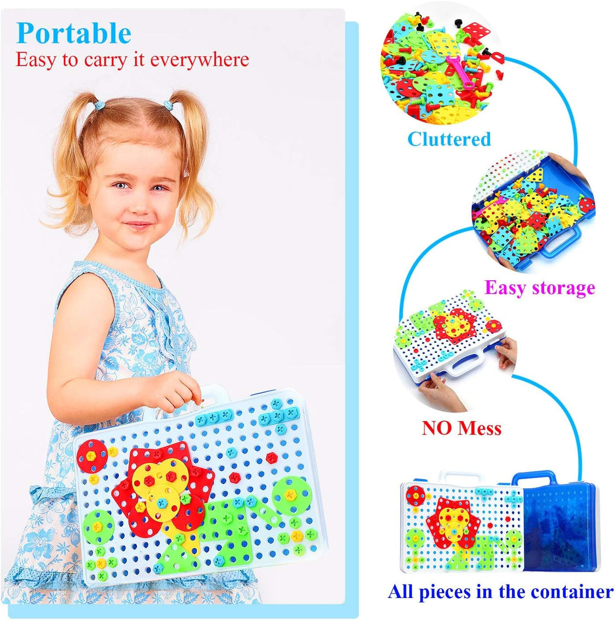 HAPTIME Juguete de diseño y taladro, juguetes educativos para niños...