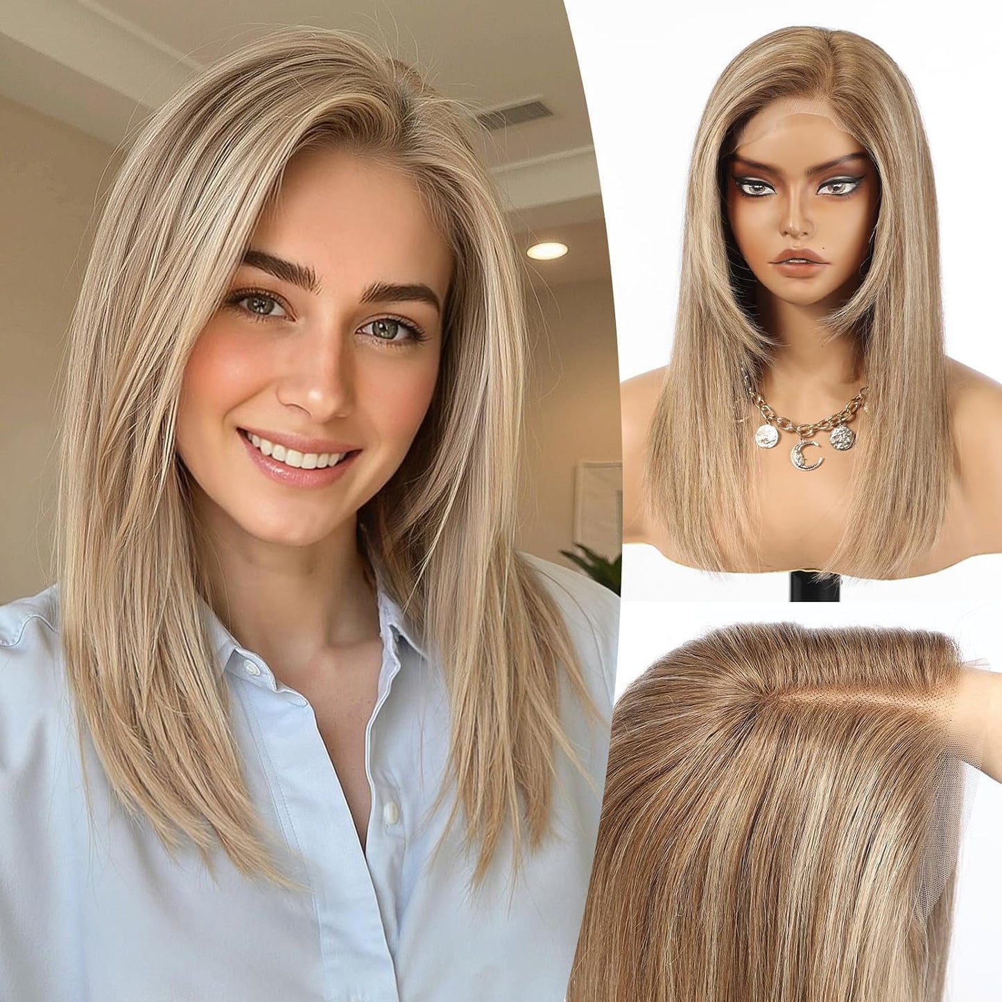 Wear but free KKU Pelucas de cabello 100% humano para mujer, peluca...