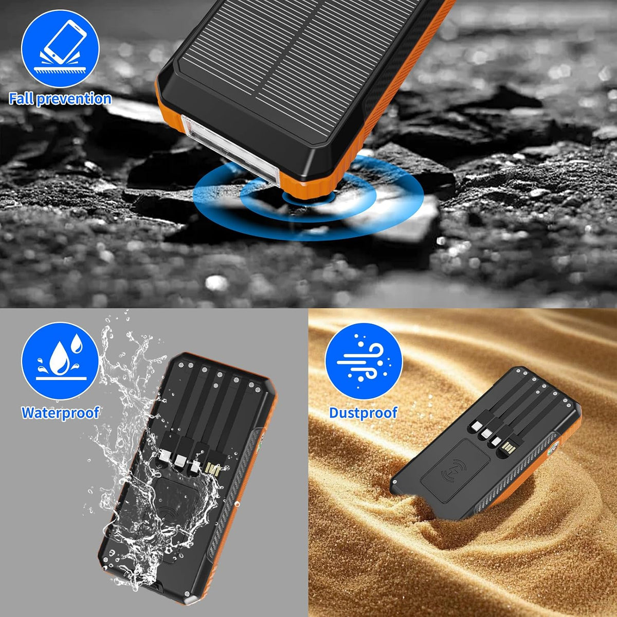 FCJZX - Banco de energía solar de 49800 mAh, cargador portátil con...