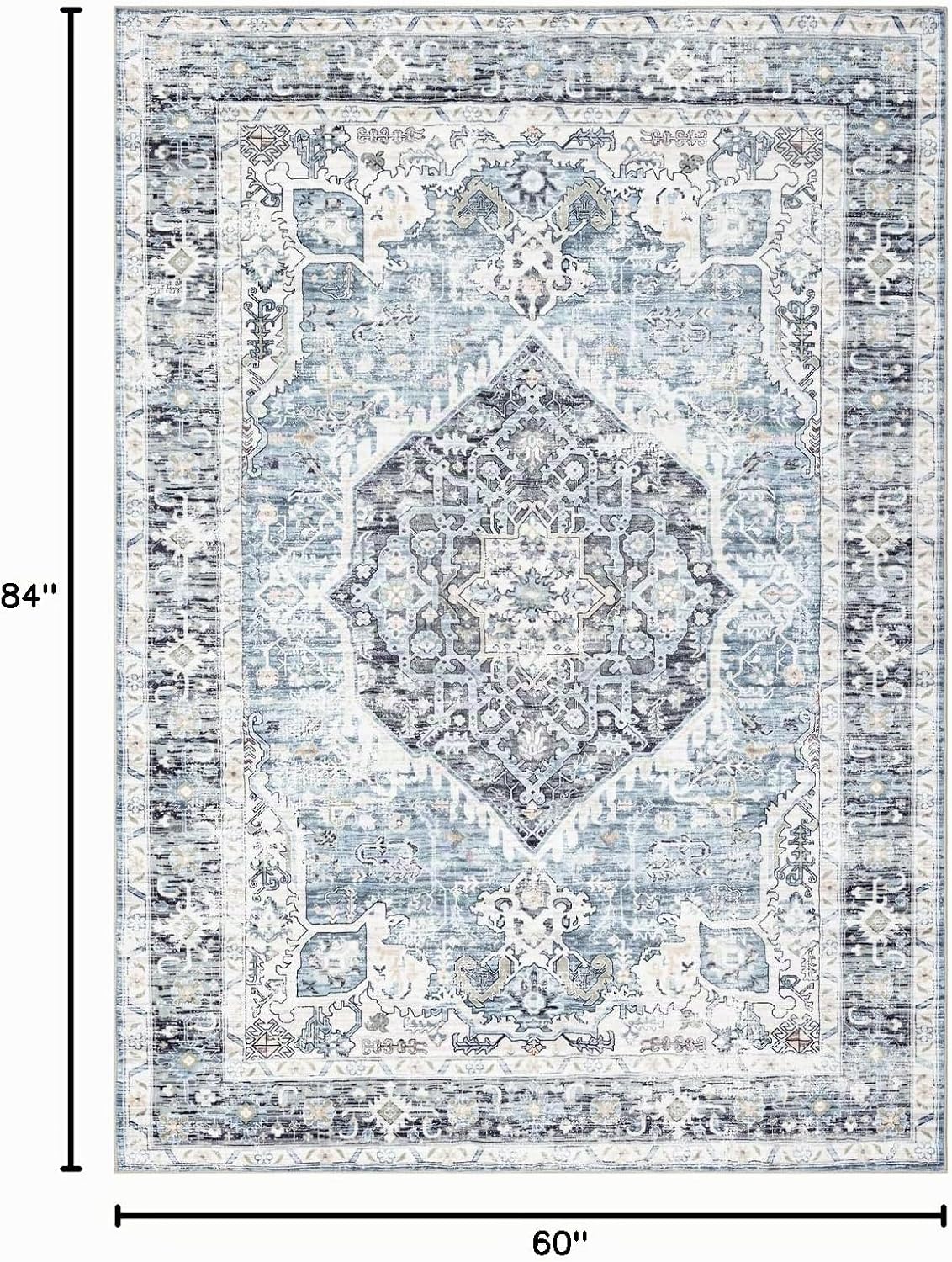 Domitapis Alfombra de área de 5 x 7, alfombra bohemia vintage, ultr...
